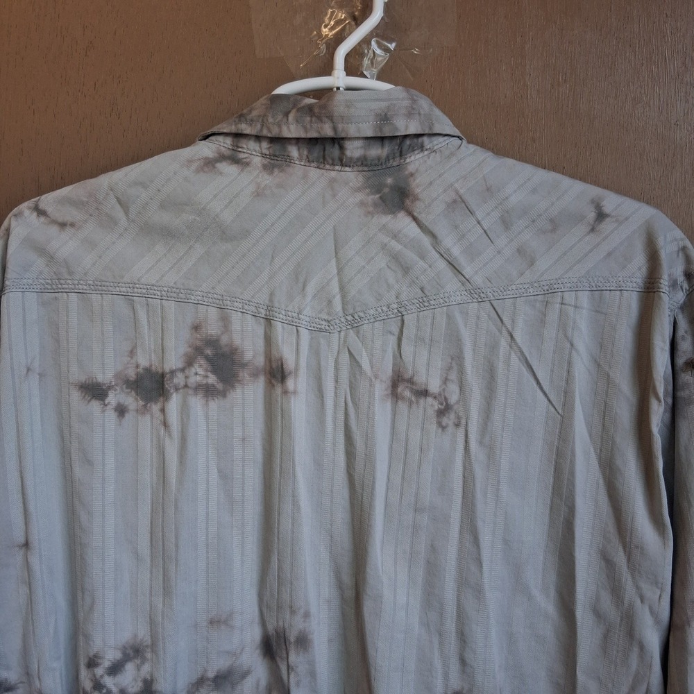 Decree Taupe Tie Dye W/ Embroidered Accent LS Button Down Western Shirt EUC - Picture 11 of 15